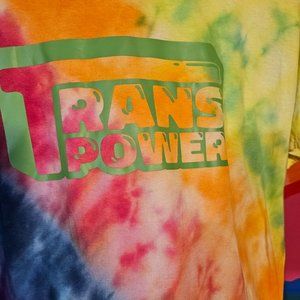 LGBTQ themed tie dye tshirts - size mens XL - "TRANS POWER"